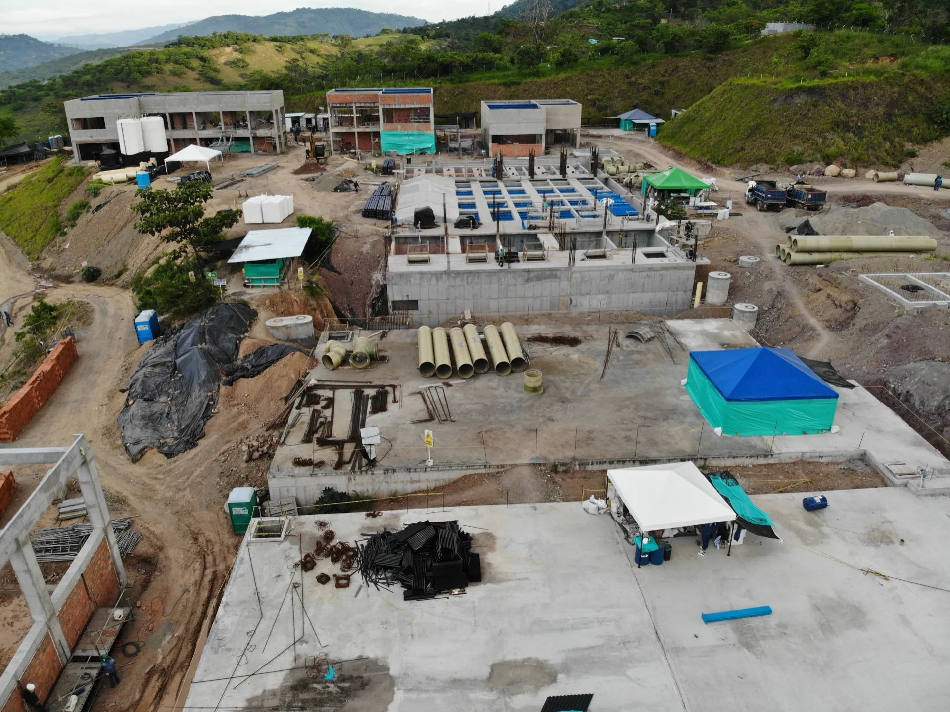Vista aérea de una planta de tratamiento construida por 5T Ingenieros